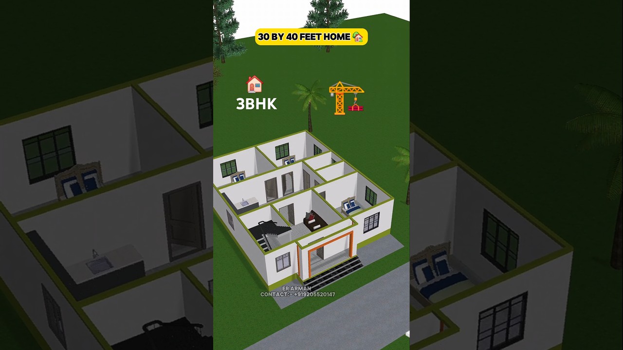 30x40 4BHK 3D House Plans 🏠