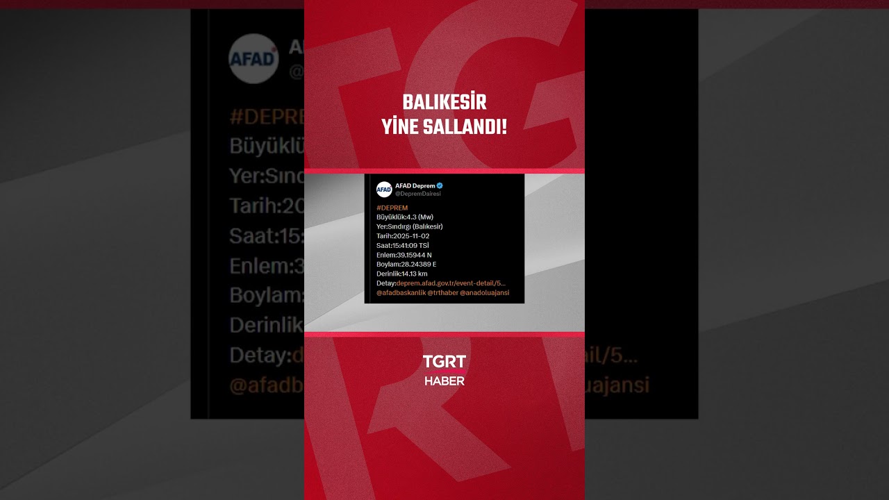 Balıkesir Sındırgı'da 4.3 Büyüklüğünde Deprem 💥