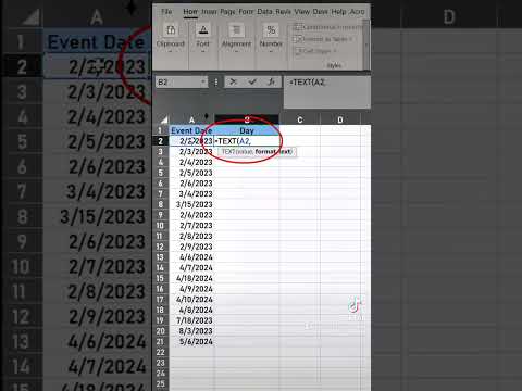 Excel tip to get day of the week from a date
