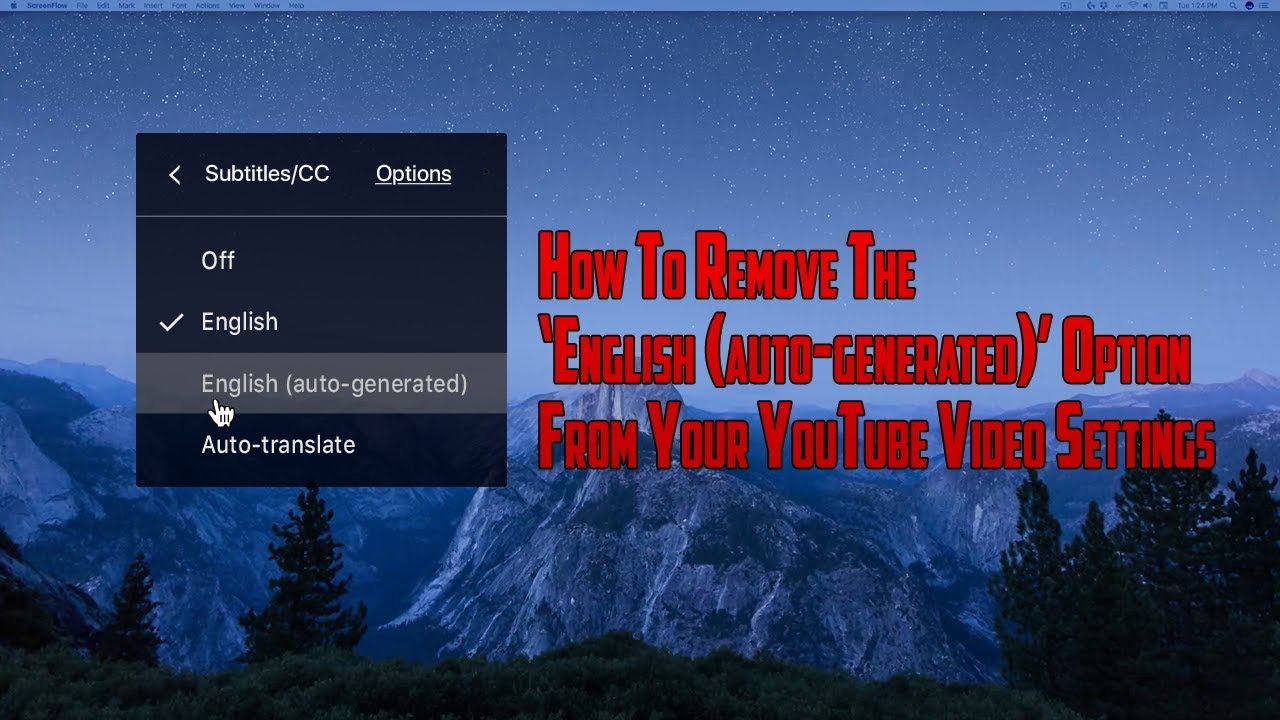 Remove 'English (auto-generated)' from YouTube CC