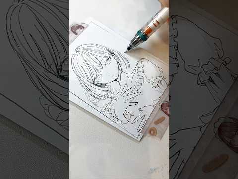 普段2mの絵を描いてるけどたまには小さい絵を　#アナログイラスト #イラストレーター #イラストメイキング