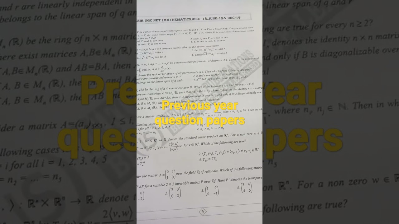 CSIR UGC NET Mathematics Paper: Real Analysis & Linear Algebra