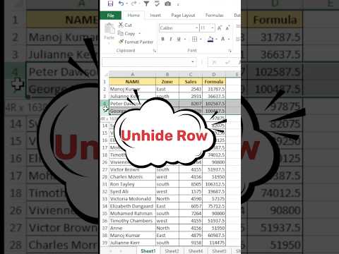 Unhide Row in Excel - Quick and Easy Tutorial#excel