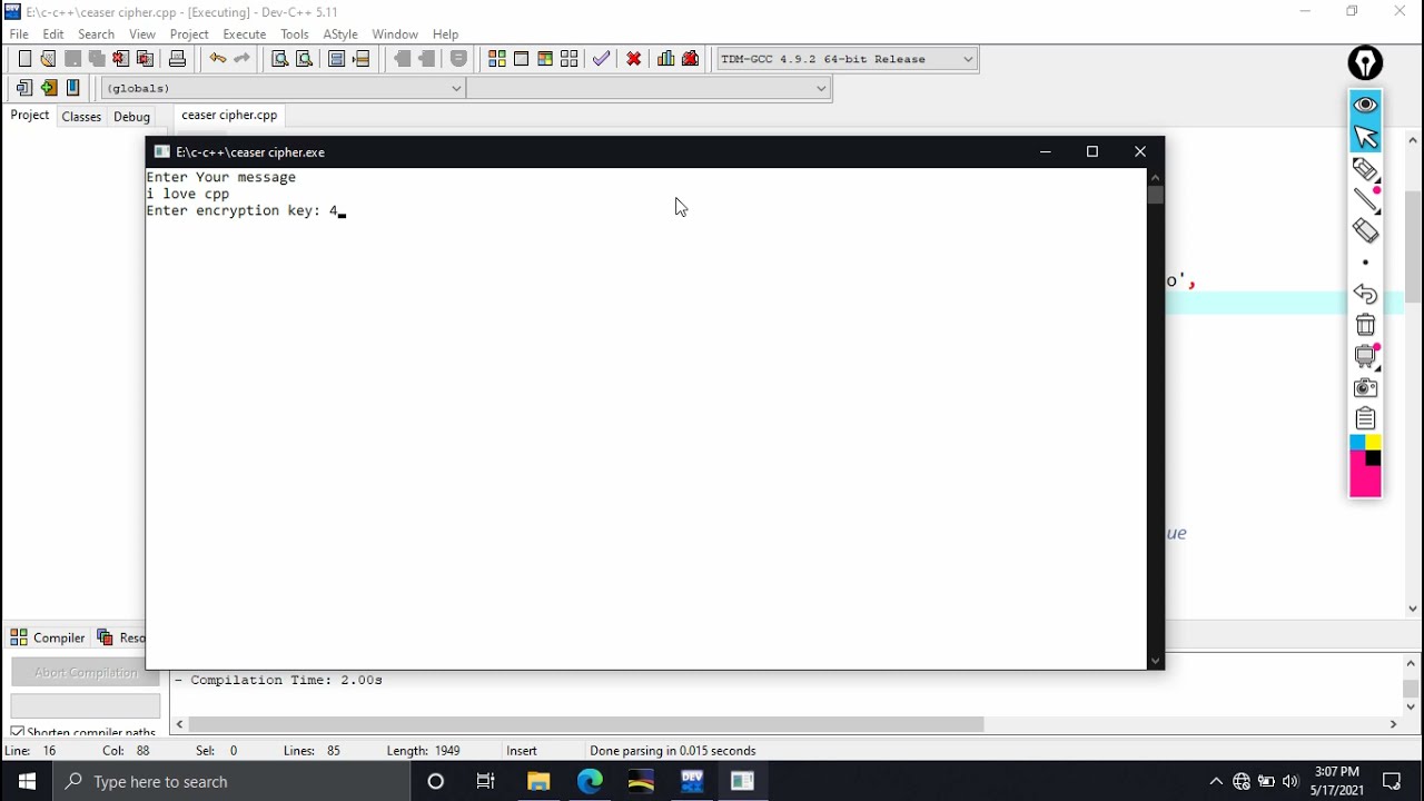 Caesar Cipher Implementation in C++