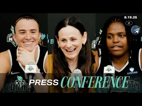 Sabrina Ionescu, Jonquel Jones & Coach Sandy Brondello | Post Game Press Conference | Aug 19, 2025