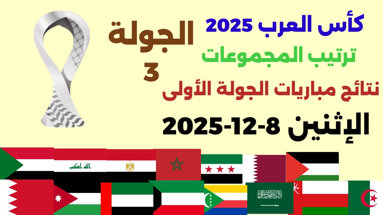 ترتيب مجموعات كأس العرب بعد مباريات اليوم ⚽