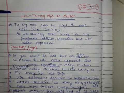 Turing Machine, Adder, TOC, UNIT-4, CSE, RAZA SHASHI, MITRC ALWAR