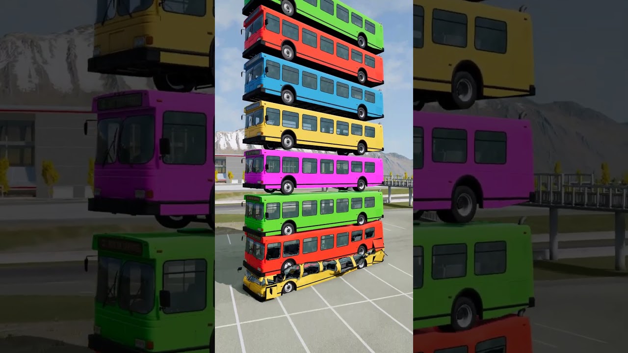 Spectacular Rainbow Car & Bus Crash in BeamNG.Drive ๐๐ฅ #7