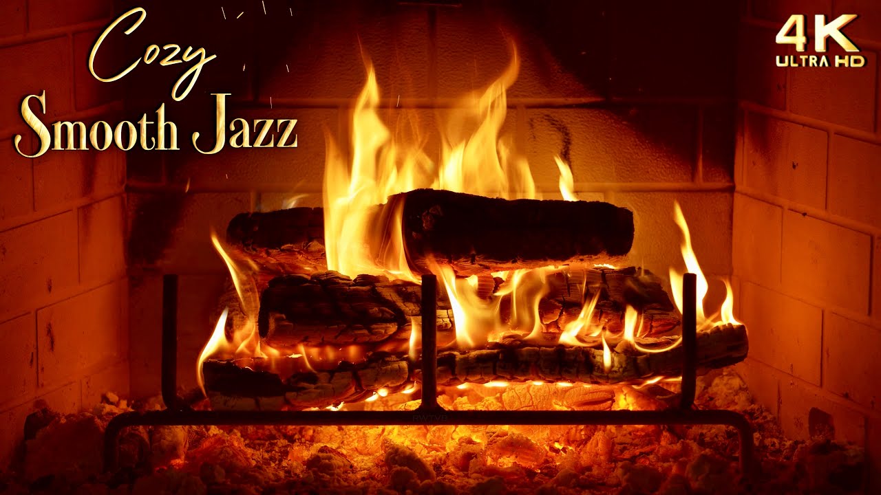 Relaxing Cozy Jazz Fireplace Music πΆ