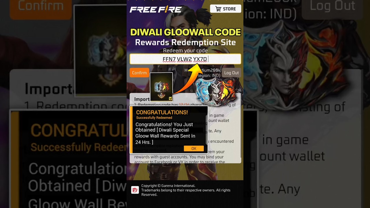 ๐ฅ Free Fire Diwali Redeem Codes 2023 โ Grab Your Free Rewards Today!
