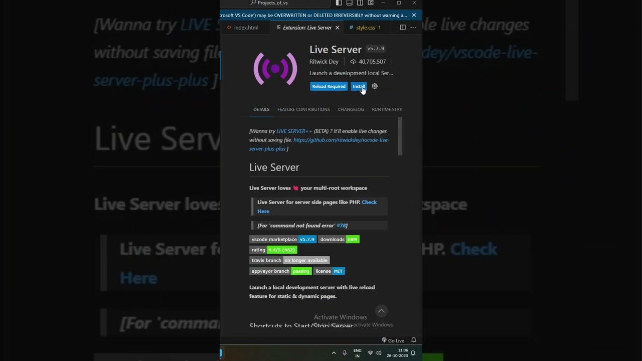 Enable Live Server in VS Code π