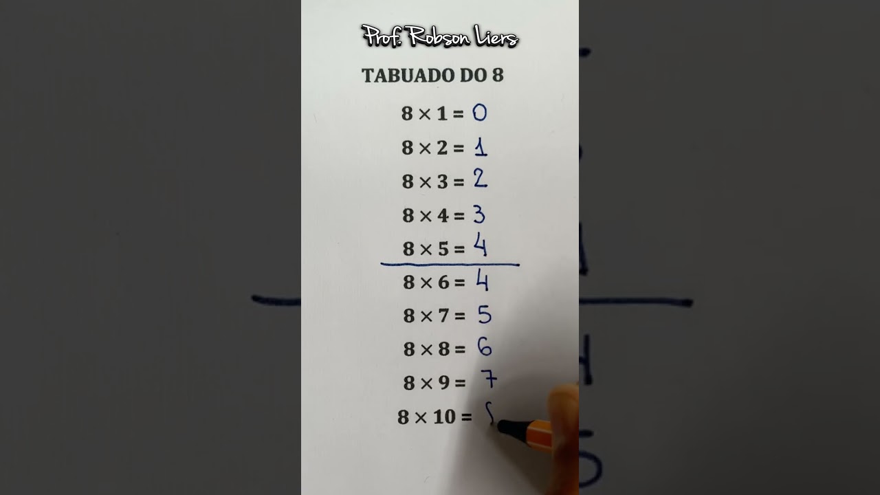 Aprenda a Tabuada do 8 com Prof Robson Liers! 🔢 #Matemática #Shorts
