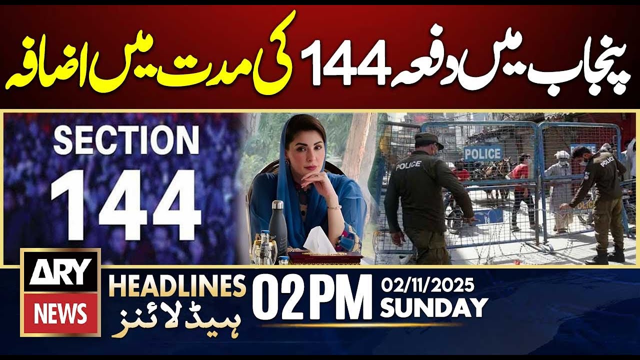 Punjab Extends Section 144: Latest News Update | ARY Headlines 2 PM, Nov 2, 2025 📰