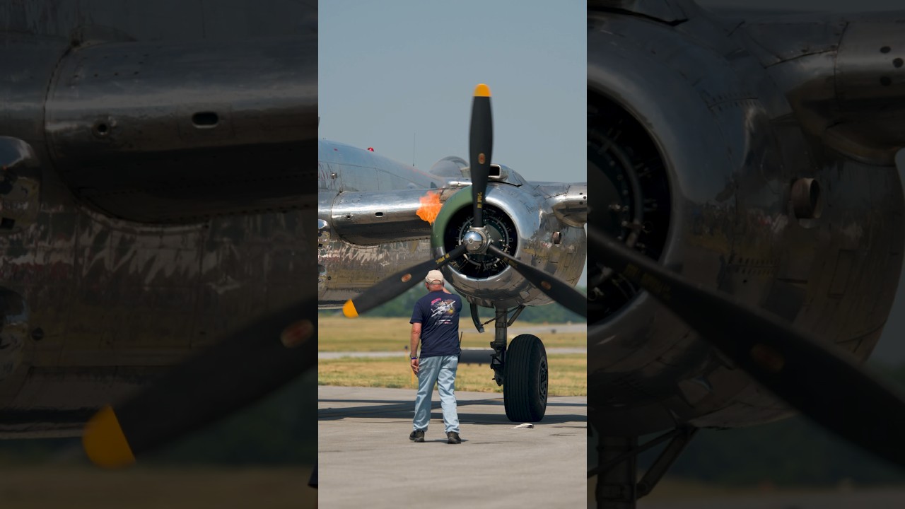 Spectacular Airshow Fire: B-25 Engine Blaze Lights Up the Sky ✈️