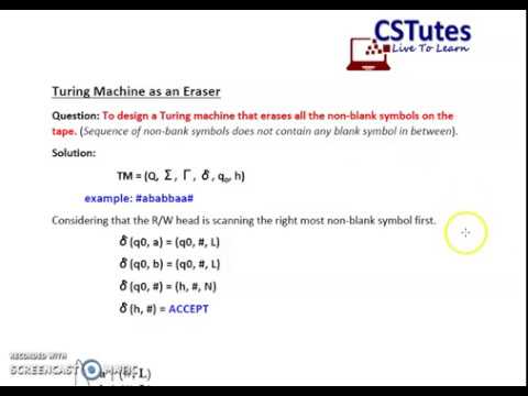 Turing Machine as Eraser - TM to erase all the characters of a String - Theory of Computation