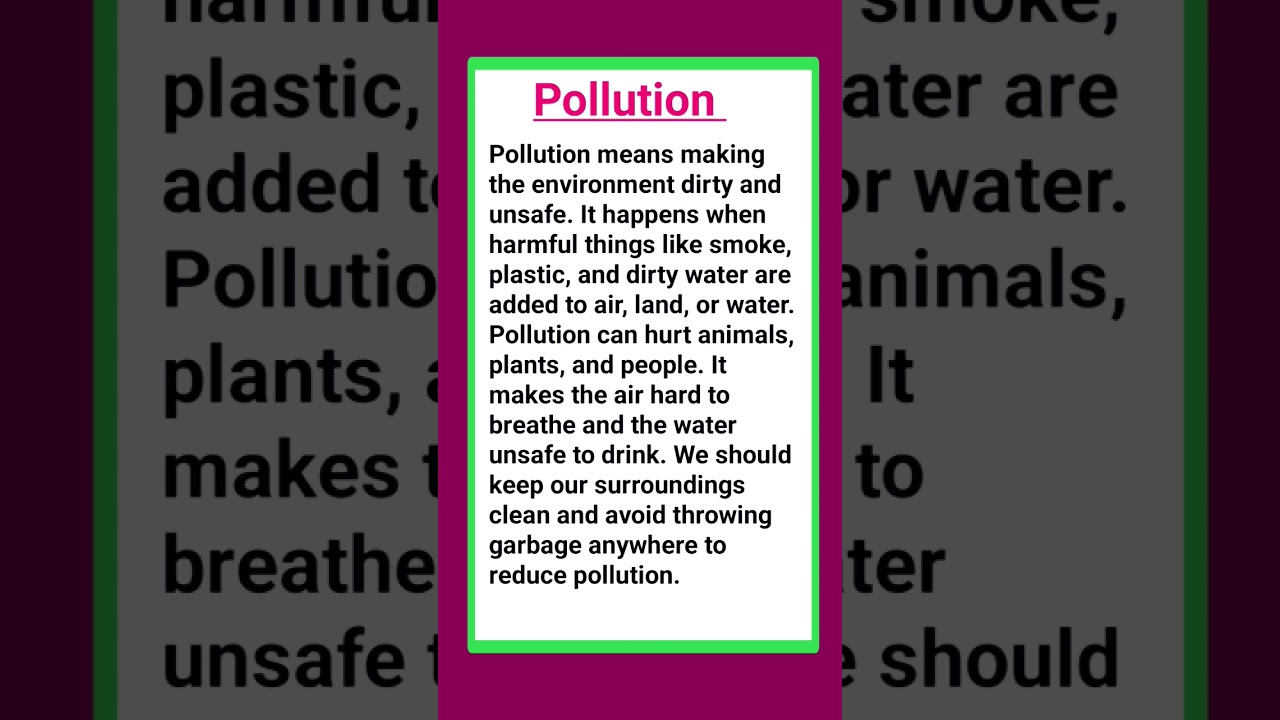 Pollution Essay in English 🌍