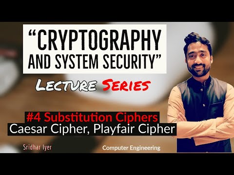 Lecture 4 | Caesar Cipher , Playfair Cipher | Cryptography & System Security | Sridhar Iyer
