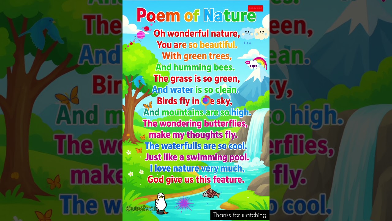 Poem Of Nature English Poem | Kids Poems | poems for kids #poems #ytshorts #poemforkids