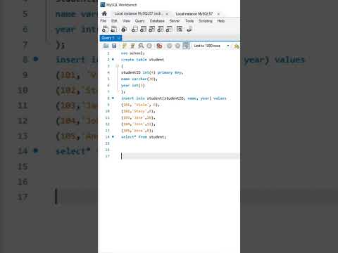 Create database using MYSQL Workbench
