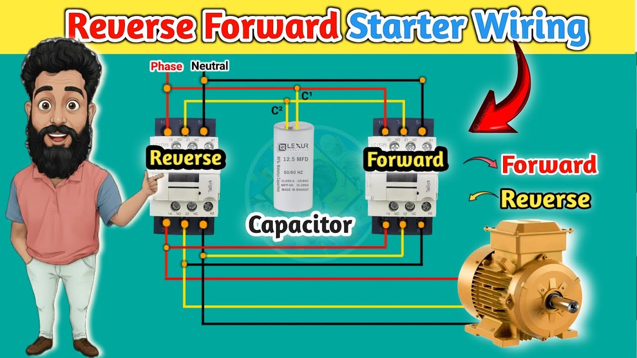 Forward Reverse Starter Wiring Diagram l Single Phase Motor Starter Wiring l Sam Electric