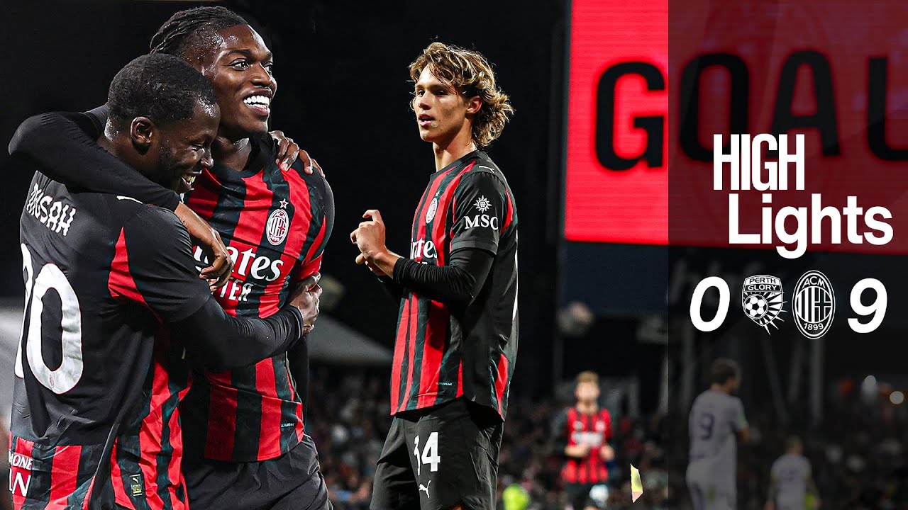 Milan Dominates Perth Glory 9-0 in Australia ⚽️ | Highlights & Key Moments