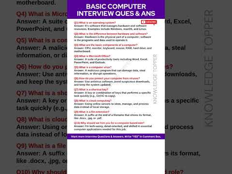 Computer Interview Questions and Answers | Basic Computer Interview Questions and Answers
