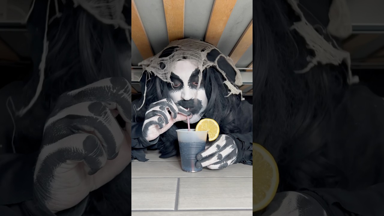 He gave monster small cup of soda 👻😋 #shorts