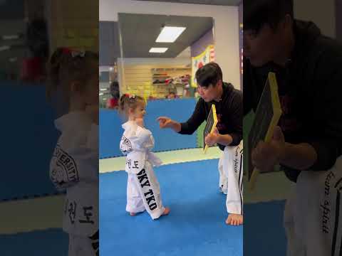 Swing kick or hammer fist? #taekwondo #littlekids #classactivity