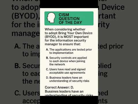 CISM Question of the Day | BYOD Adoption & Risk Awareness | ISACA Exam Prep