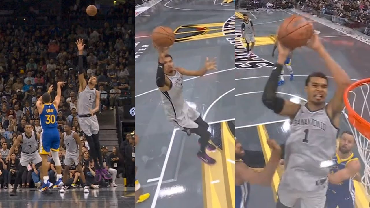 Steph Curry Nails Epic 3 Over Wemby, Wemby Responds with Stunning Self-Alley-Oop Dunk 🏀