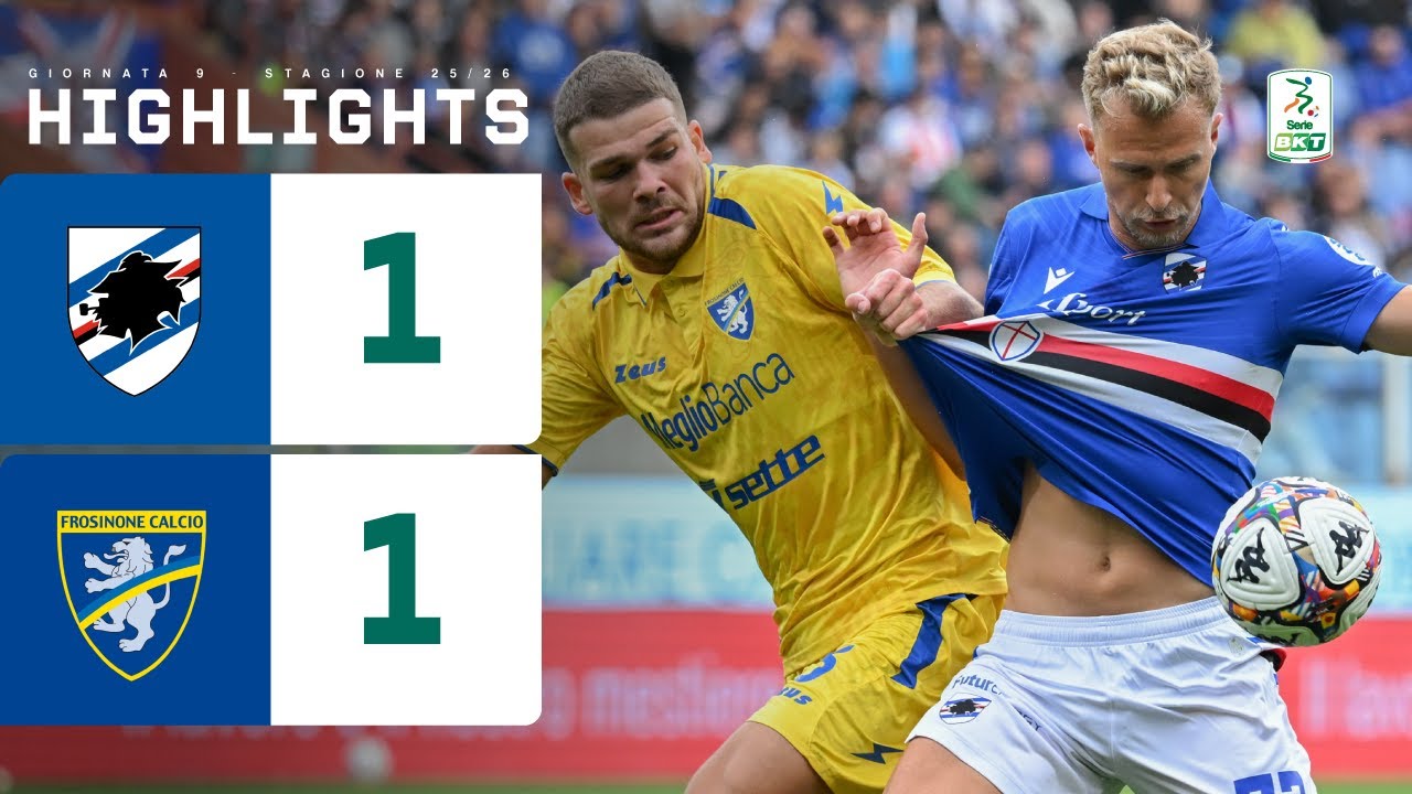 Sampdoria-Frosinone 1-1: ZILLI apre, CODA risponde nel pareggio al Ferraris ⚽