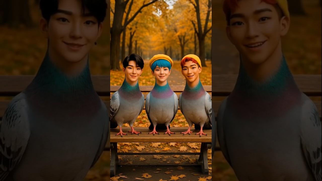 SAJA BOYS Pigeons Singing 'Soda Pop' in Autumn Park | K-pop Demon Hunters