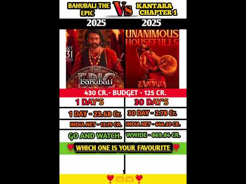 Kantara Chapter 1  Vs  Bahubali The Epic Box Office Collection #tranding PRABHAS