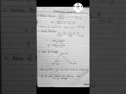 Coordinate Geometry Class 10th ( Important Formulas)