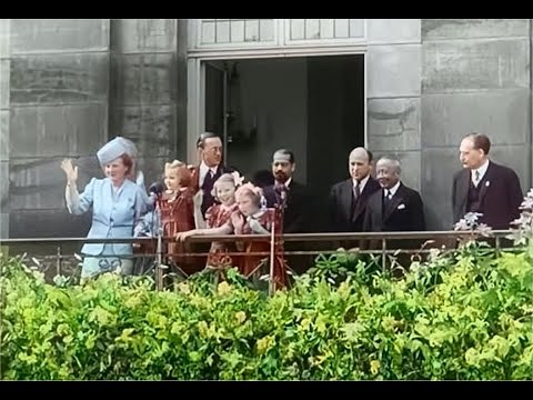 The Abdication of Dutch Queen Wilhelmina in 1948 in color! [A.I.enhanced with New Colorizer!]