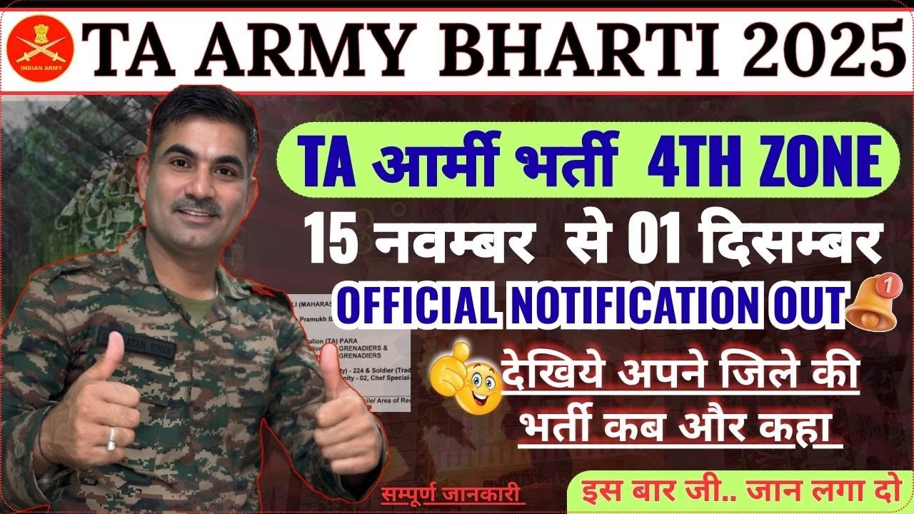 TA Rally 2025 Recruitment Details for 4th Zone 🇮🇳