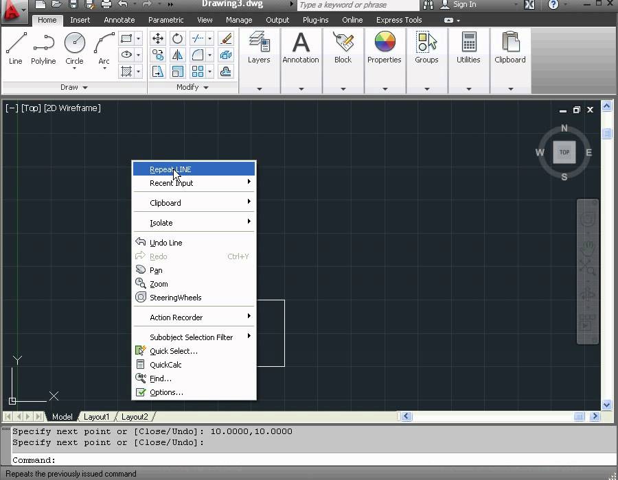 Learn AutoCAD 2012 Video Tutorial - basic training - how to use the line command.