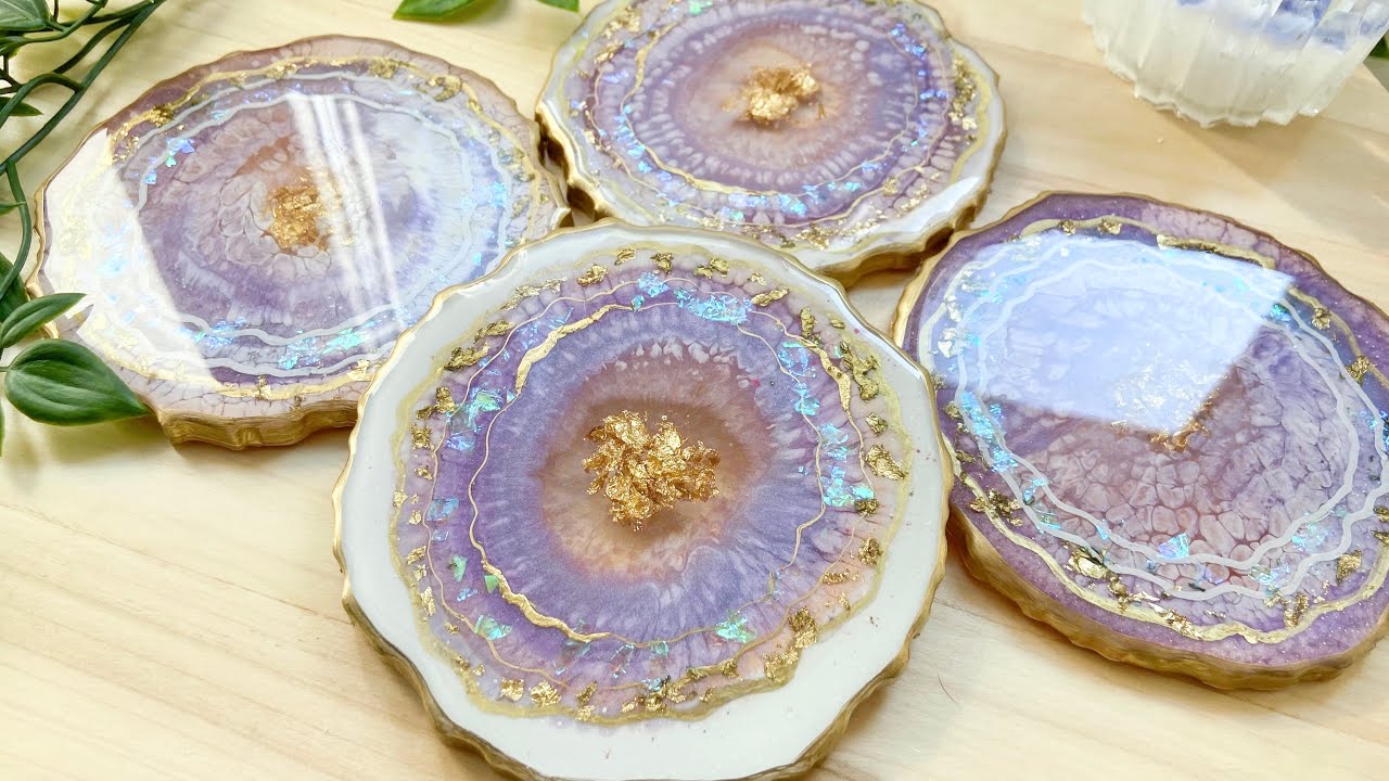 Iridescent Geode Resin Coasters Tutorial ✨