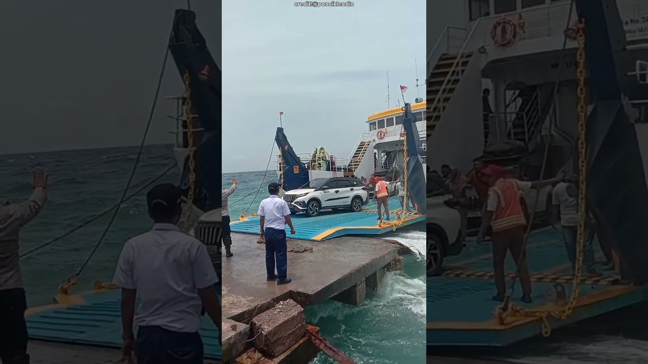 Voiture tente de quitter le bateau, mais une vague énorme la surprend 😱