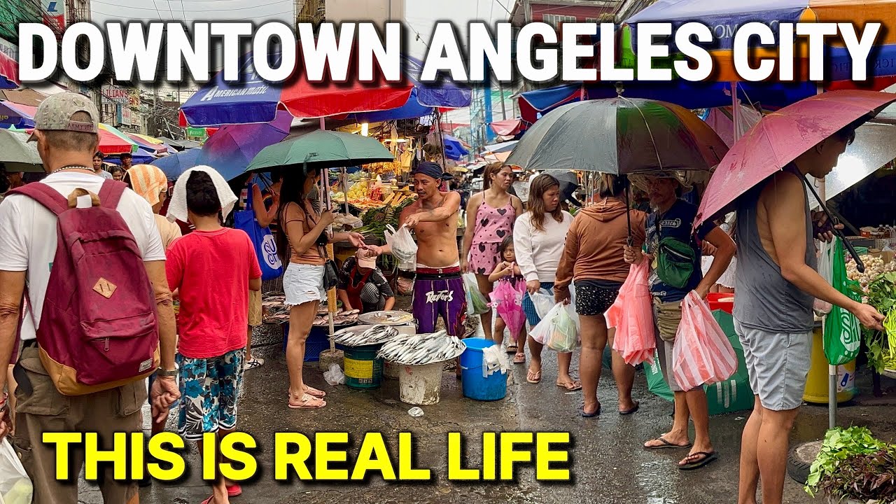 THIS IS ANGELES CITY PHILIPPINES 🇵🇭 Rainy Day Downtown Walk, Food Market & Streets 2026