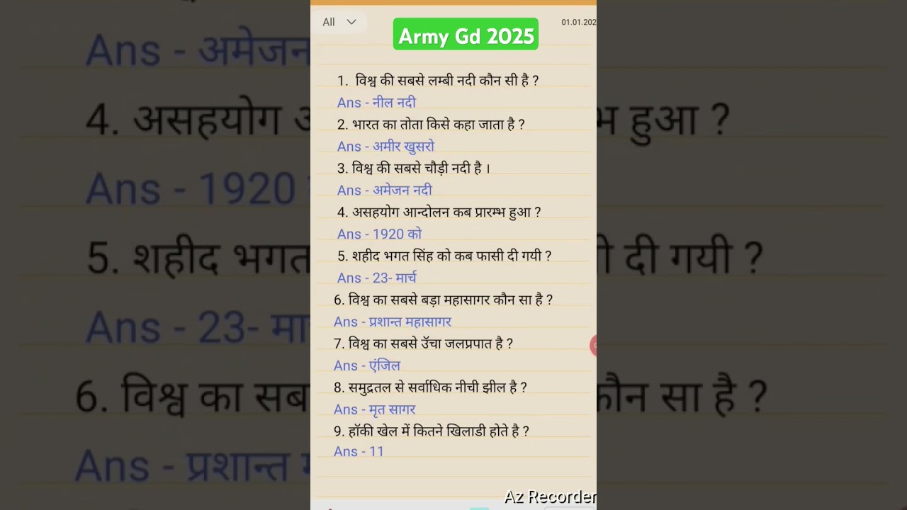 Indian Army Agniveer GK Questions 2025 📚