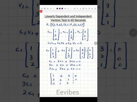 Linearly Dependent and Independent Vectors Test in 60 Seconds #maths #linearalgebra