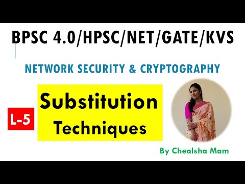L-5 || Substitution Techniques with Example in Network Security and Cryptography by Chealsha mam