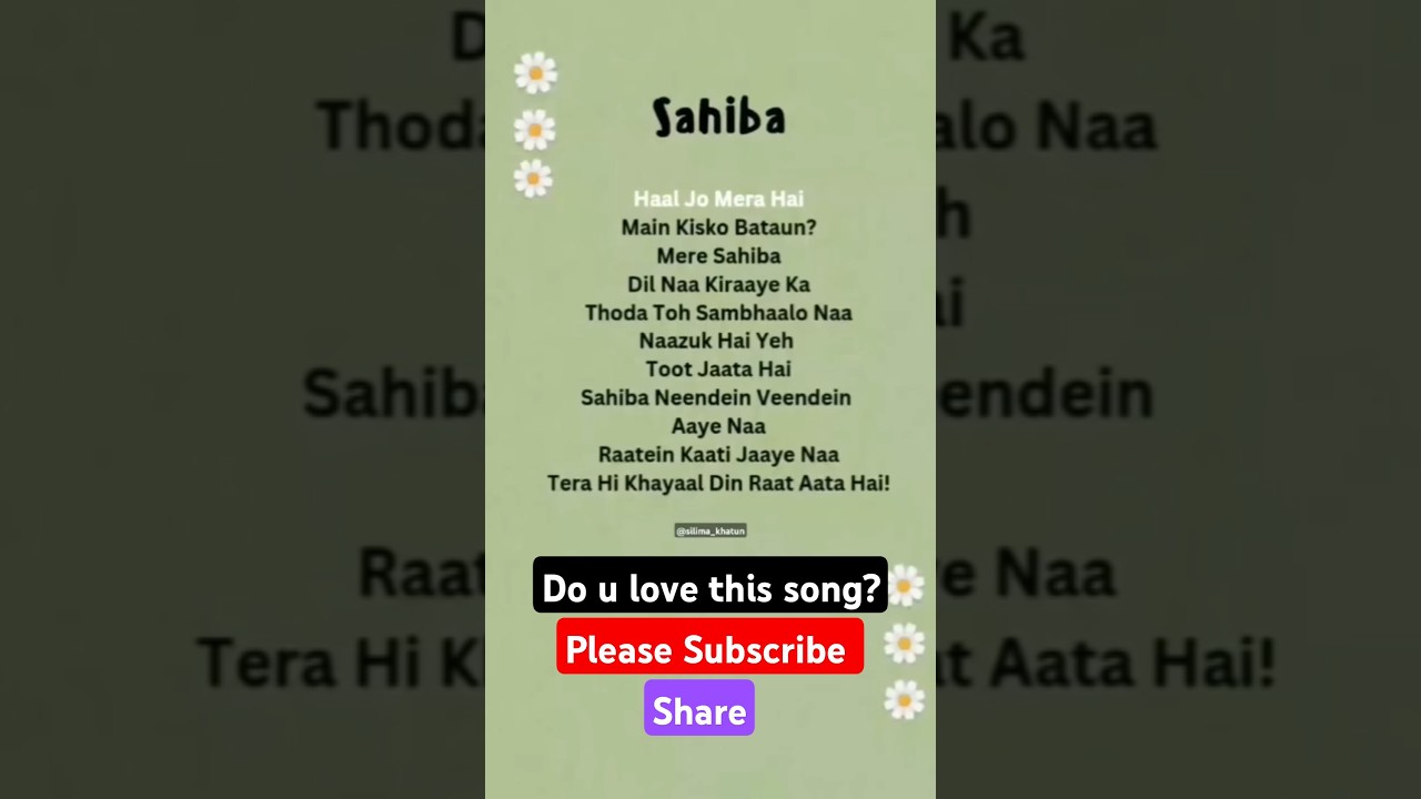 Sahiba Lyrics 🎶 | Heartfelt Song About Love & Longing