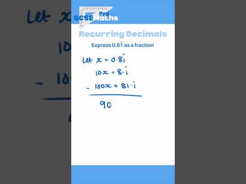 Converting Recurring Decimals to Fractions #maths #gcse #recurringdecimal #decimals #fractions