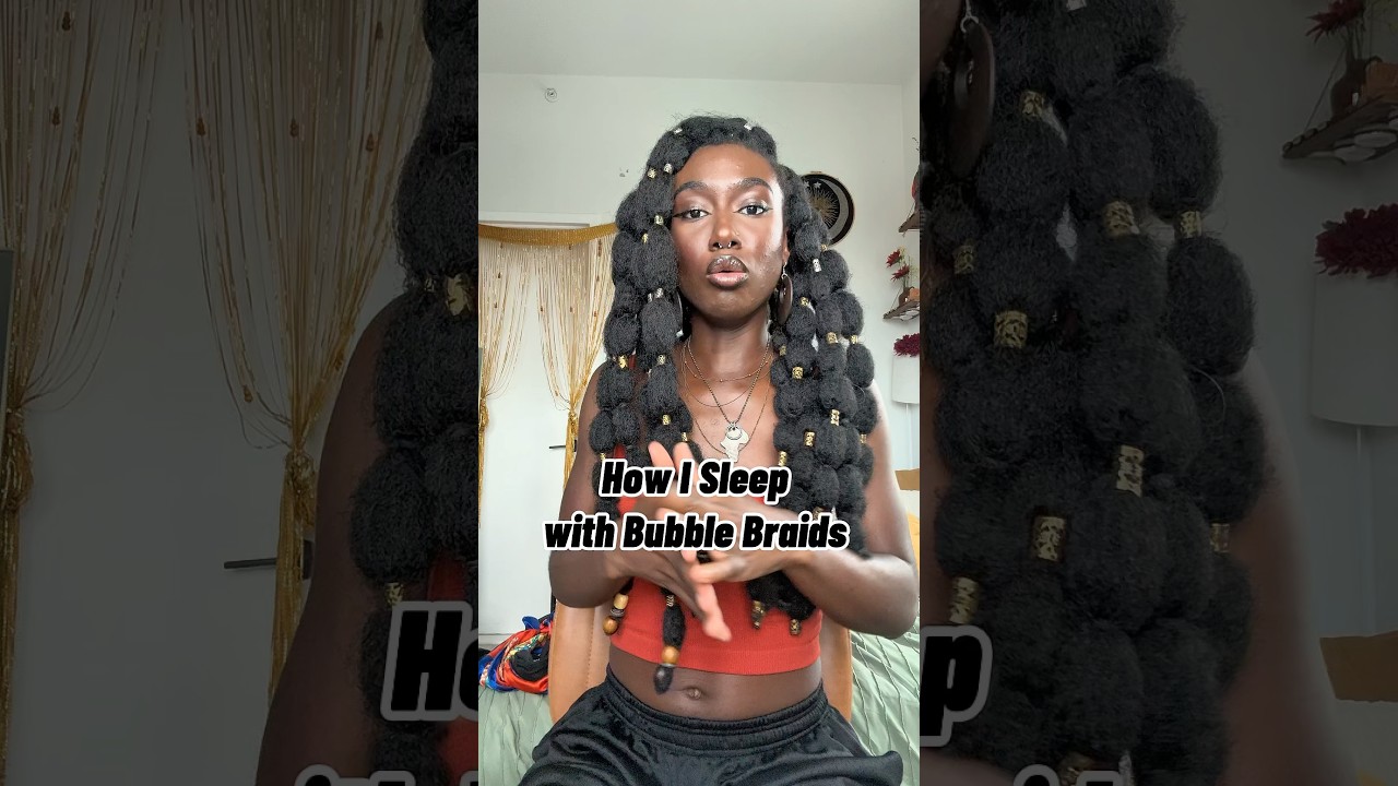 How I sleep with bubble braids #blackhairstyles #bubblebraids