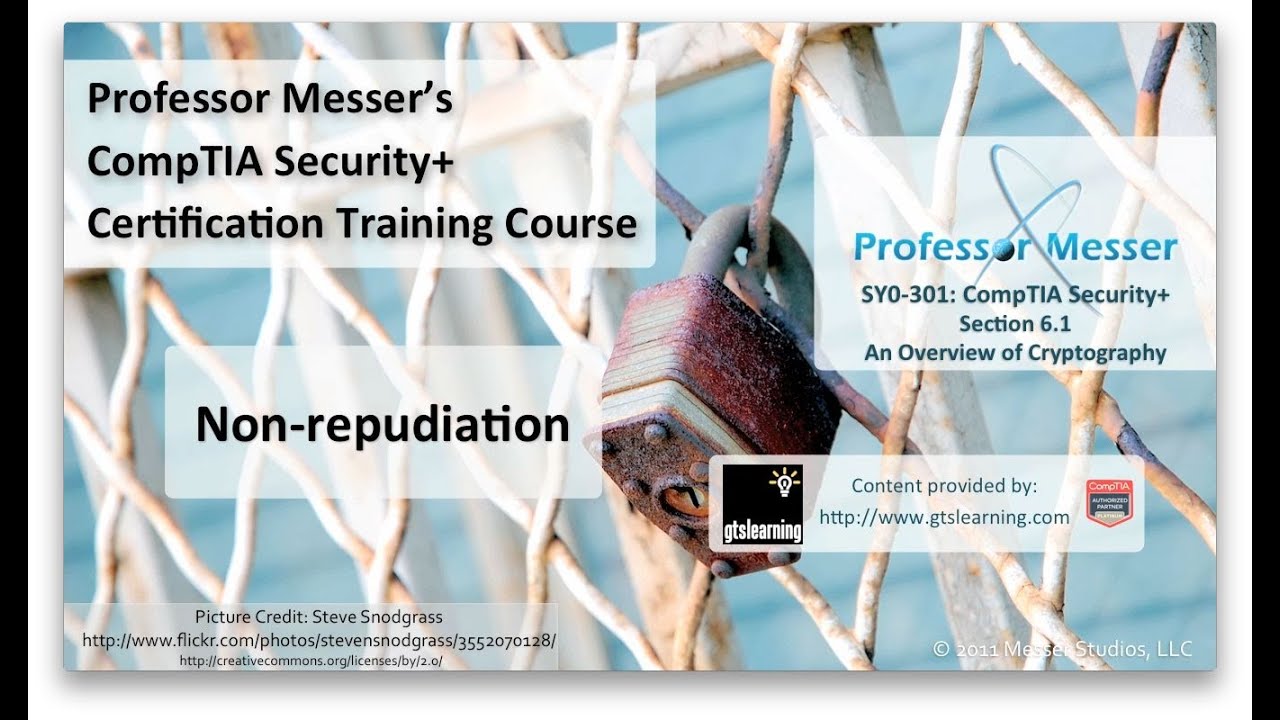 Non-repudiation - CompTIA Security+ SY0-301: 6.1