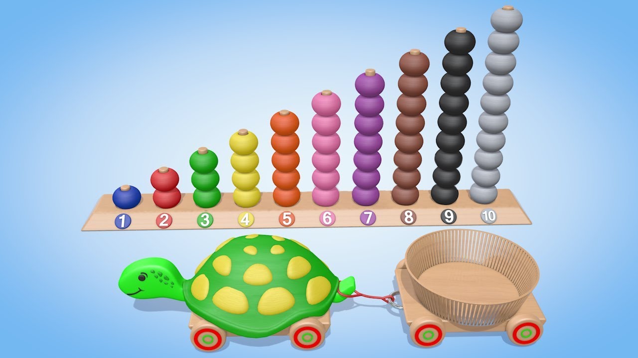 Учимся считать от 1 до 10 с Черепашкой и Паровозиком Олли 🚂 — Цвета и цифры для малышей