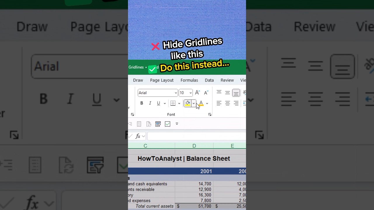 Hide Gridlines in Excel the Correct Way ✅