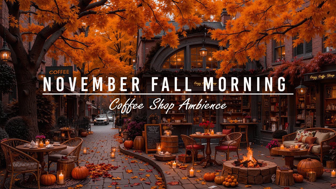 Serene November Morning at an Outdoor Coffee Shop ☕️ Relaxing Jazz for Work & Relaxation